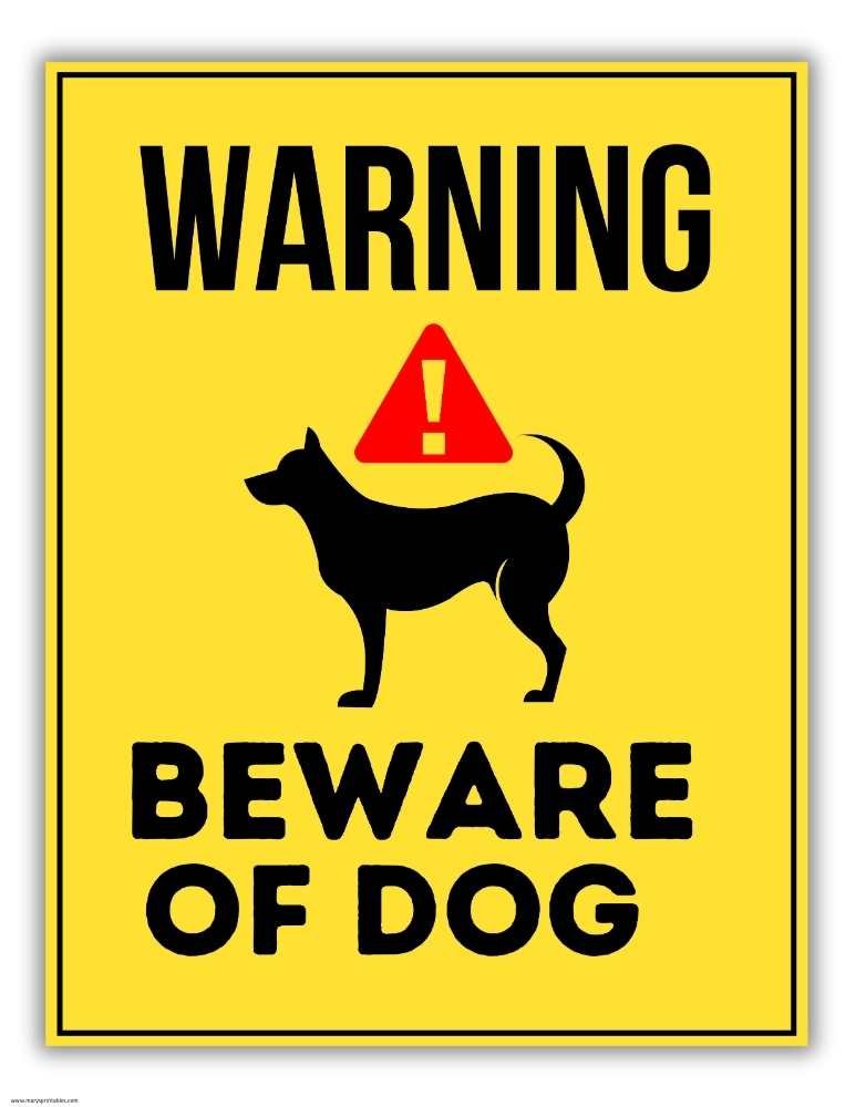 Simple Yellow Beware Of Dog Sign