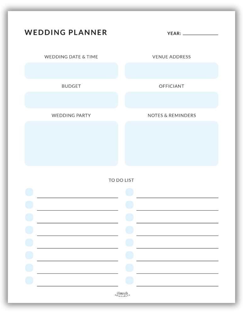Blue Printable wedding planner PDF