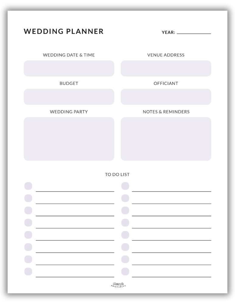 Aesthetic wedding planner printable purple