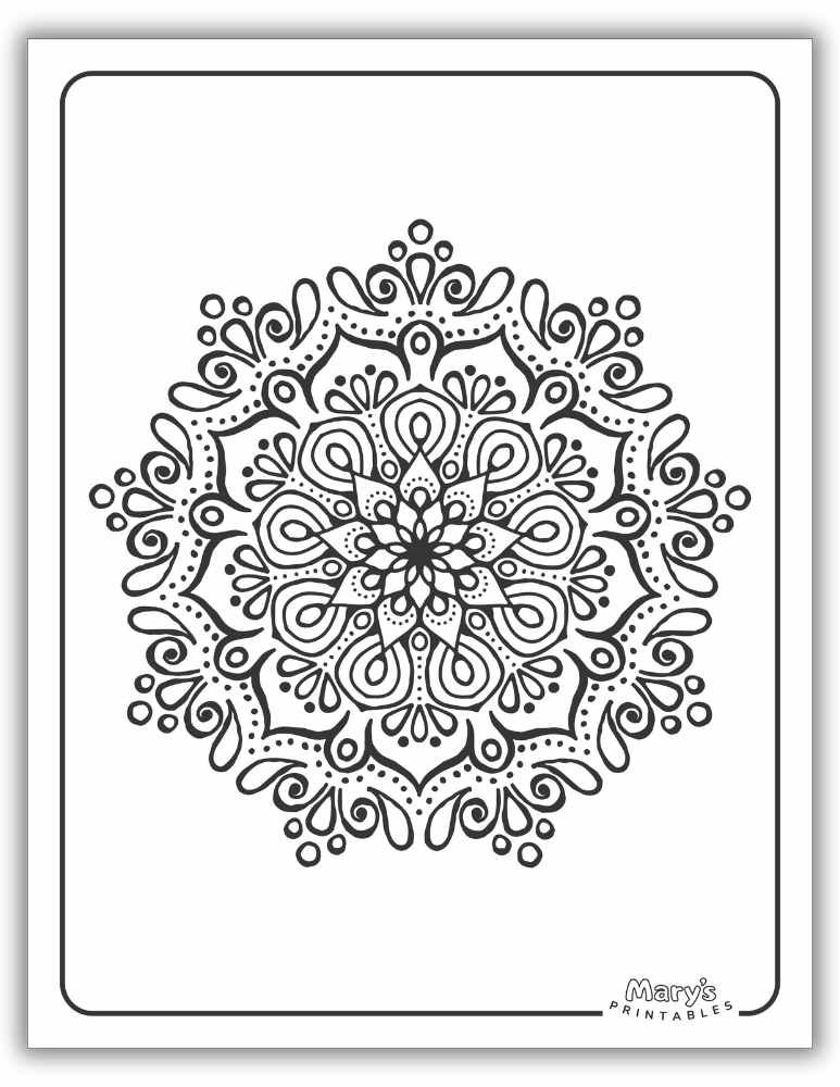 Concentric geometric mandala printable with mesmerizing circular patterns.
