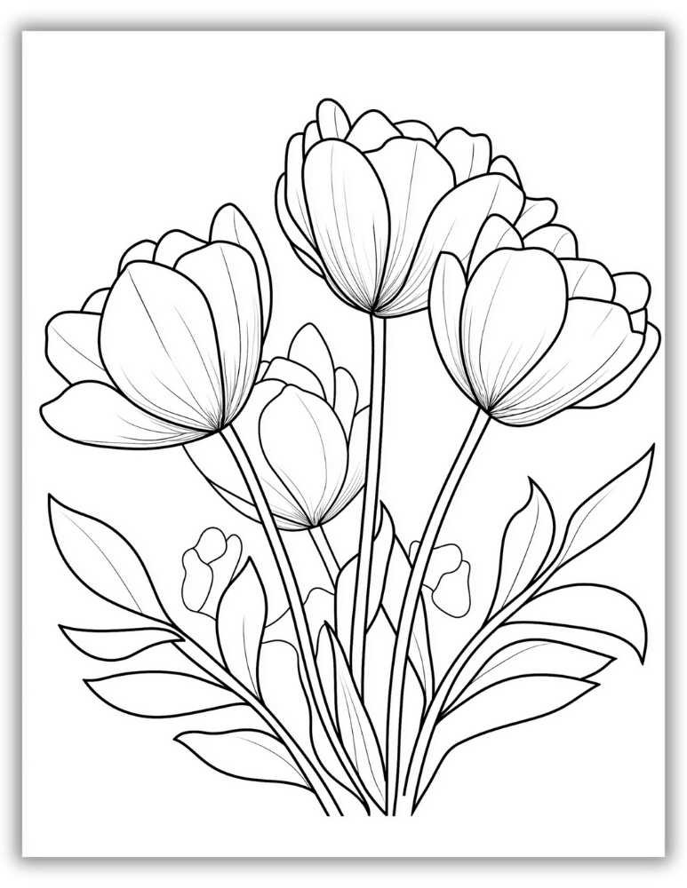 Bunch of Tulips Coloring Page