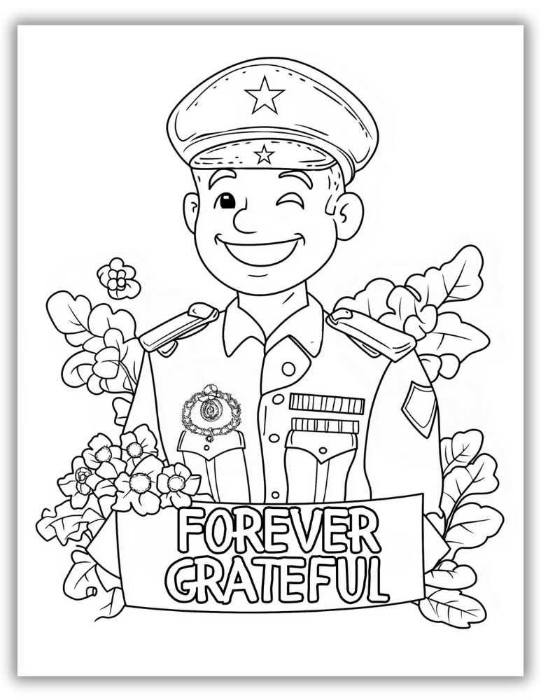 Happy Soldier with Forever grateful Quote