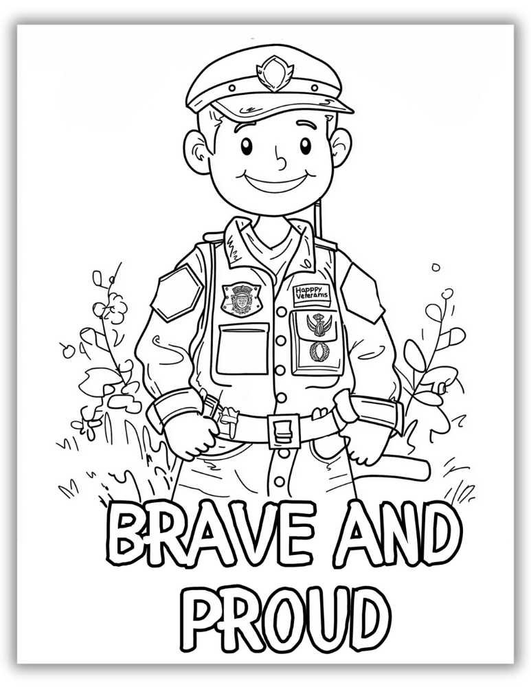 Brave and Proud for Veterans Day Coloring Page