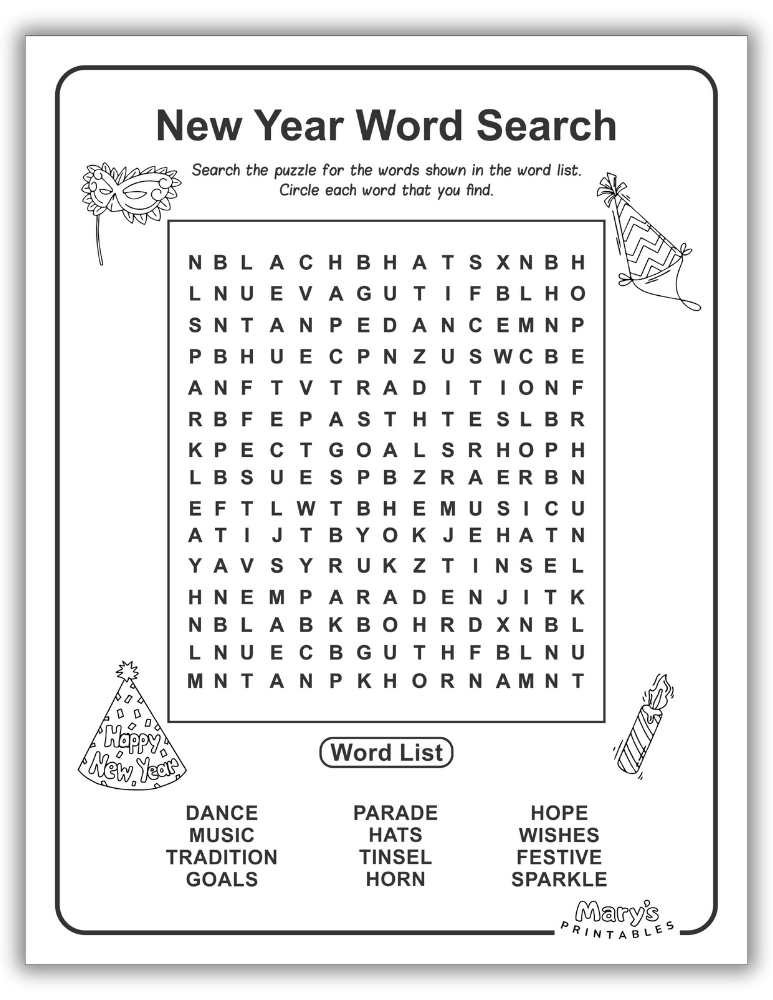 Easy Download Page 2 - New Year Word Search
