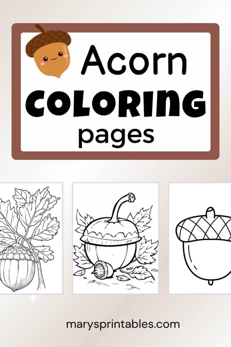Acorn Coloring Page: Free PDF Download for Kids and Adults
