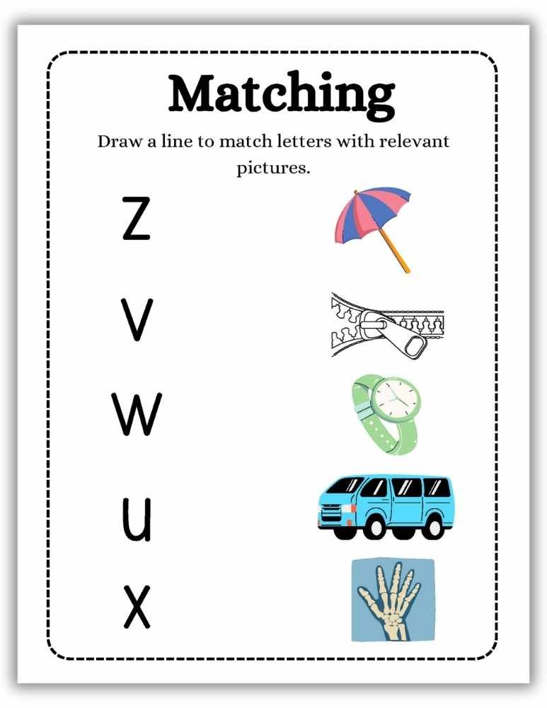 Alphabet matching worksheet connecting letters to corresponding picture