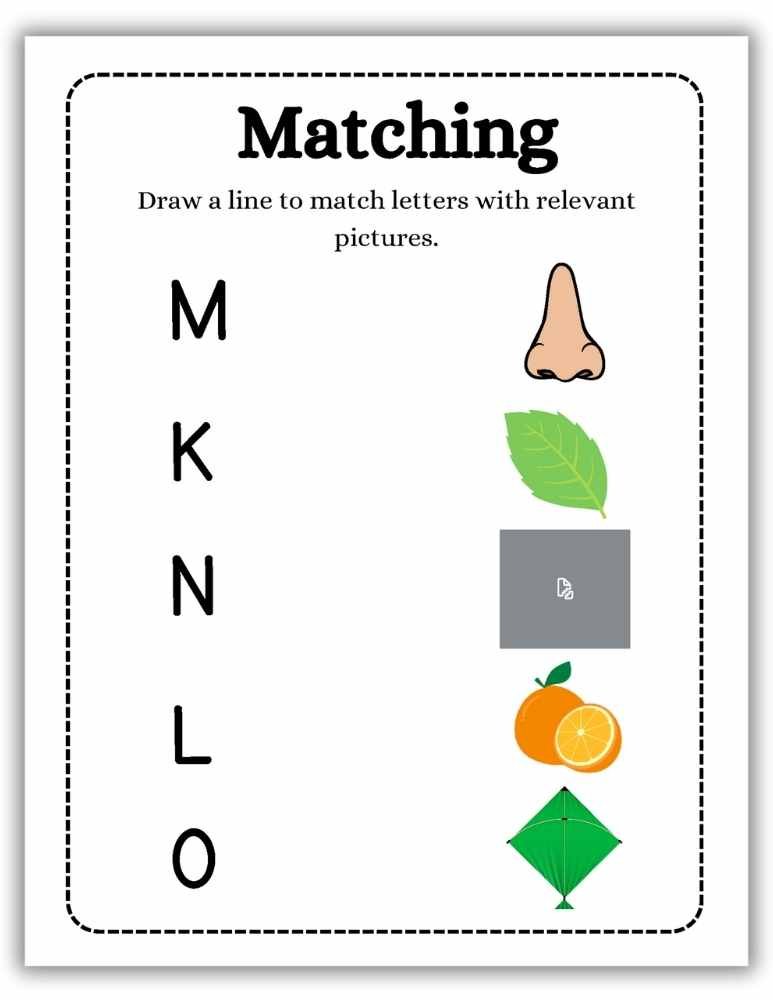 Matching worksheet where kids match letters to images that begin with the same sound