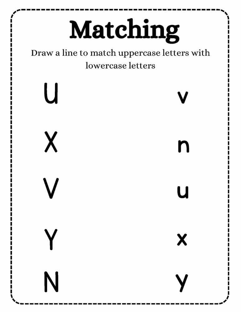 Uppercase and lowercase letter matching worksheet for alphabet recognition