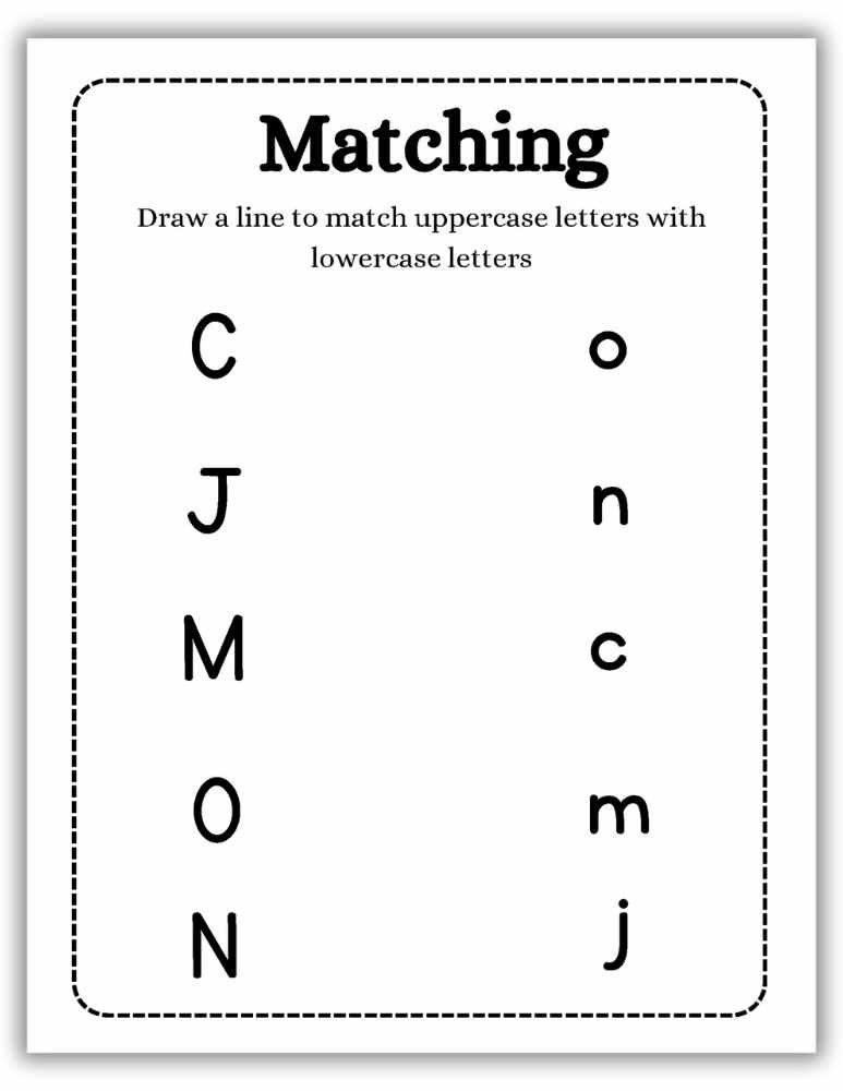 Printable worksheet for matching uppercase letters with lowercase letters