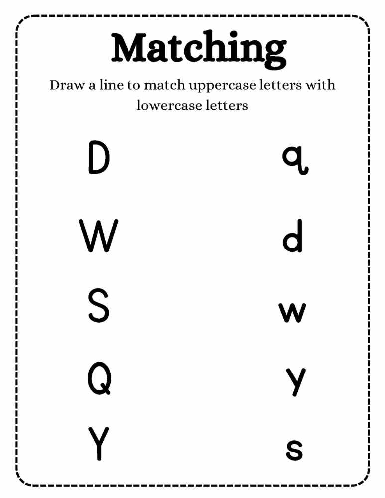 Alphabet matching worksheet helping children match capital and small letters