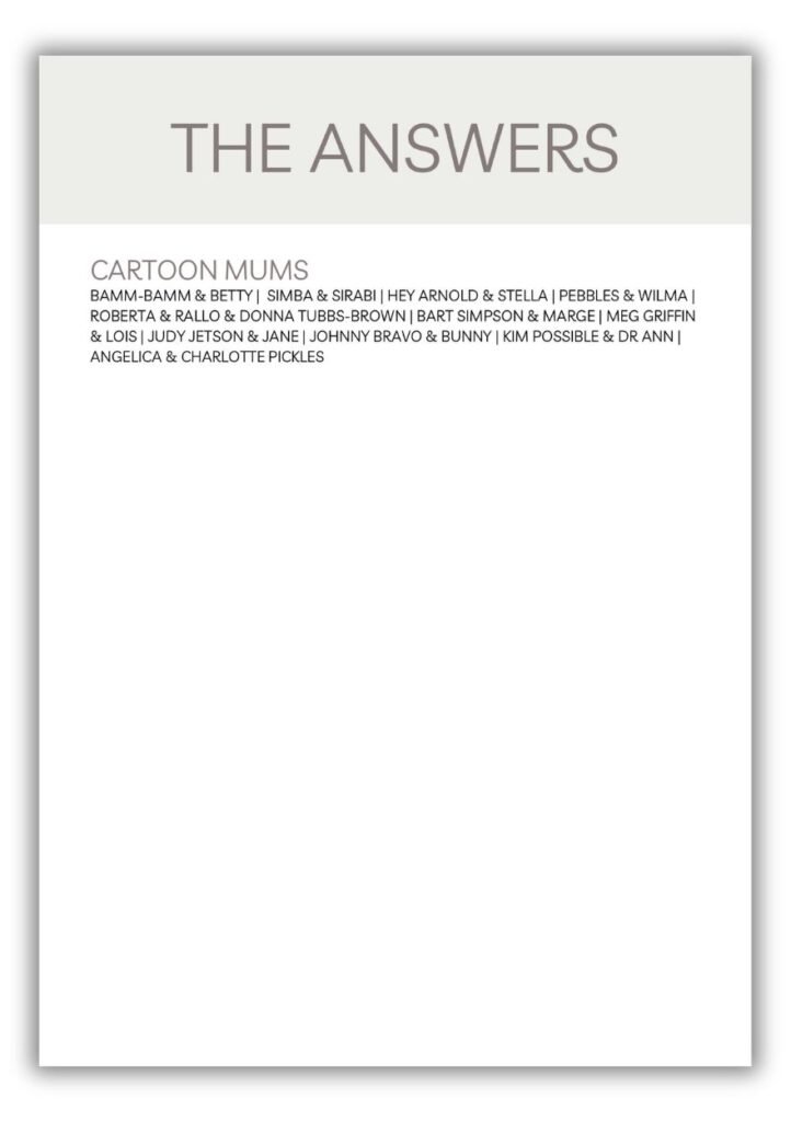 Printable Baby Shower Games Answers Part 3