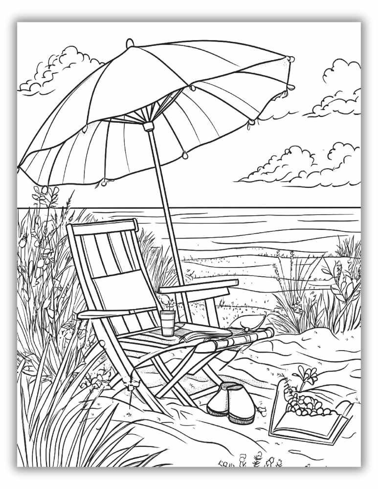 Fun beach coloring pages