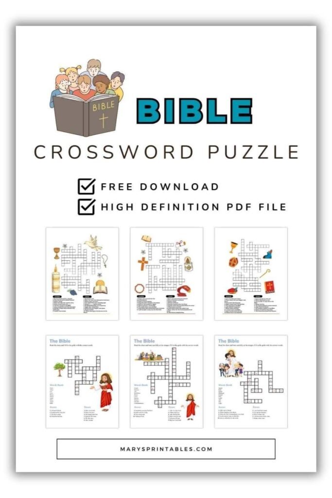 Go to the Bible crossword puzzles printable collection with faith based word games