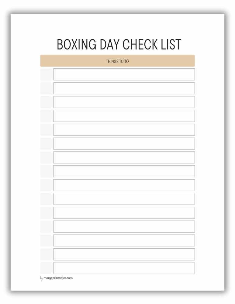 Boxing Day Checklist Gold