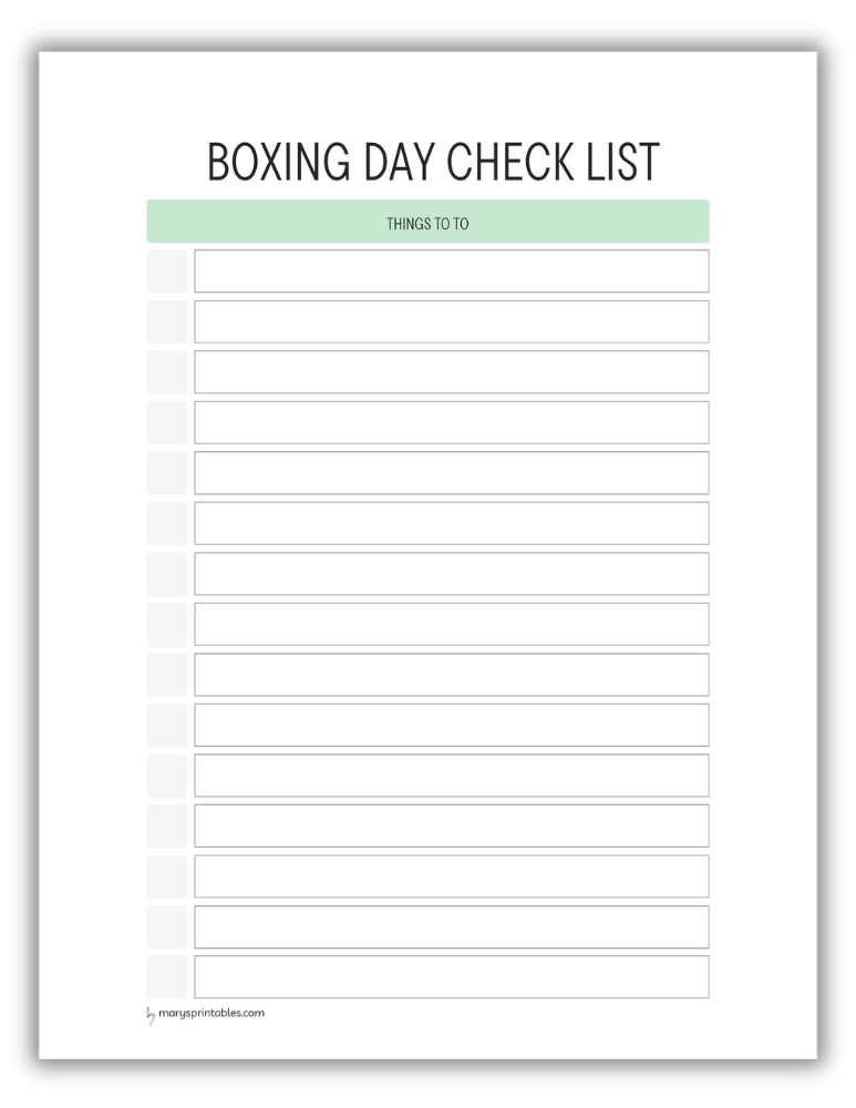 Boxing Day Checklist Green