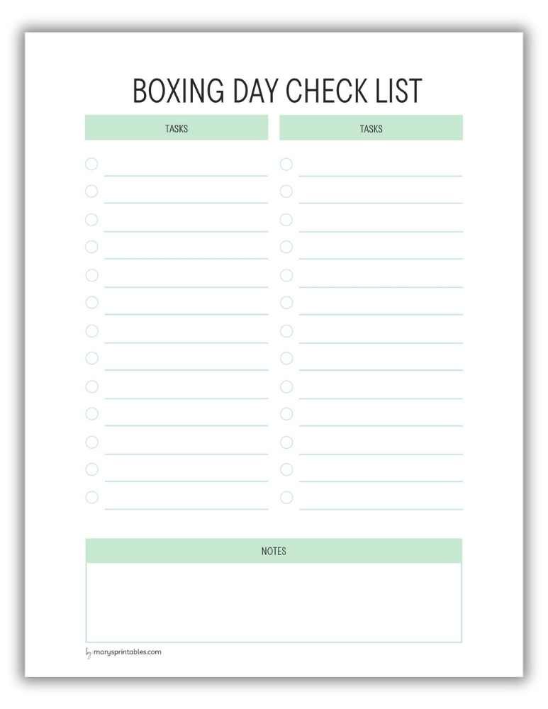 Boxing Day Checklist Green V2