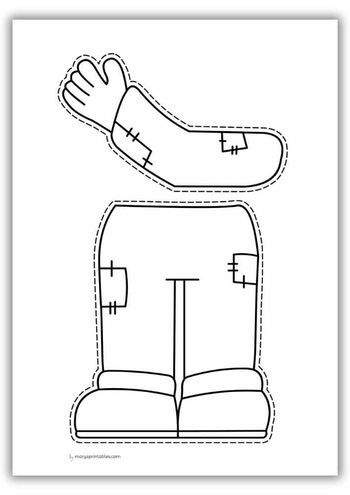 Halloween cut and paste craft for kids to build and color Frankenstein Part 3