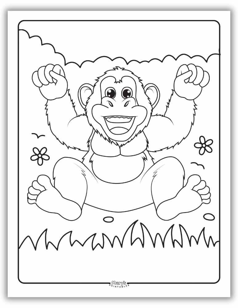 Cute Gorilla Free Coloring Pages