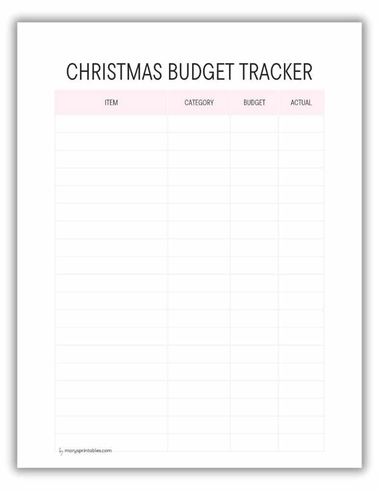 Pink Christmas budget tracker printable for holiday spending