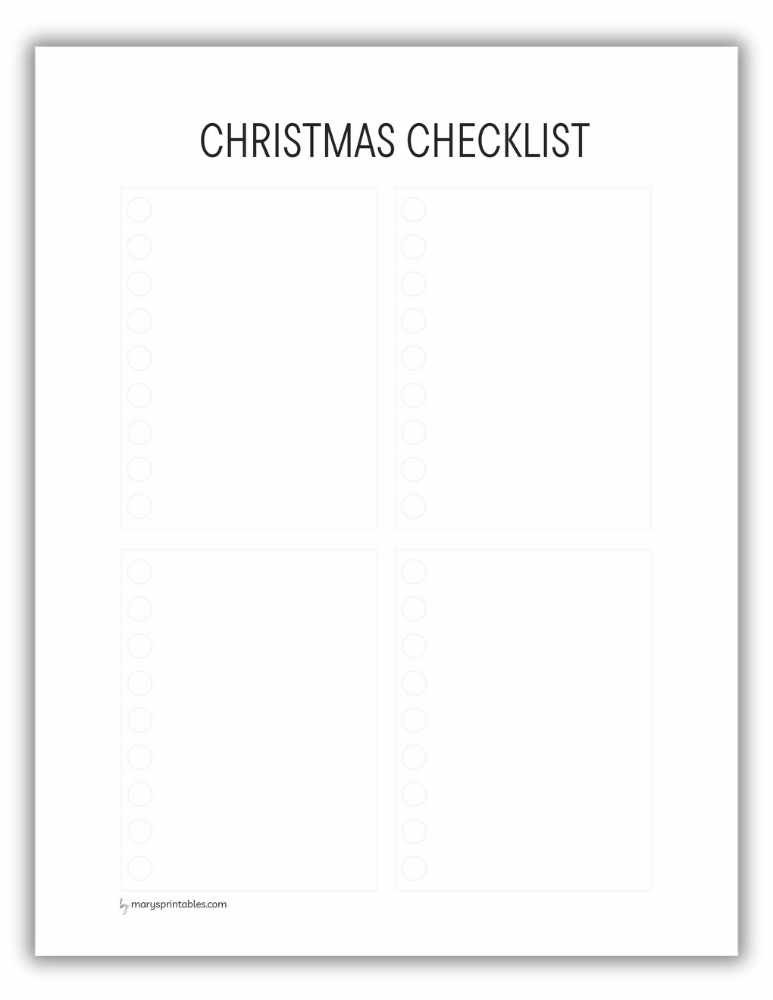 Light red Christmas checklist printable with festive heading and space for detailed tasks.