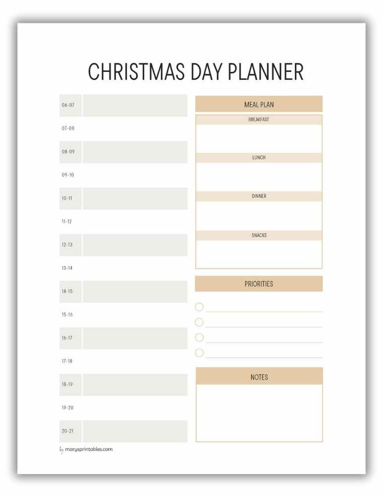 Christmas Day Planner Brown