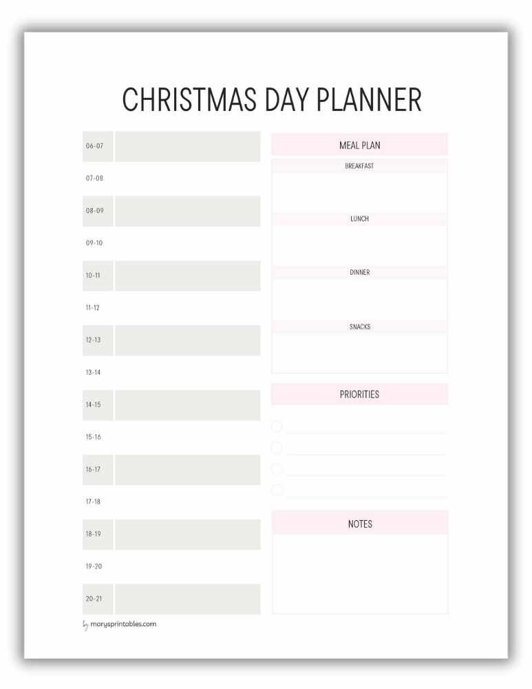 Christmas Day Planner Pink