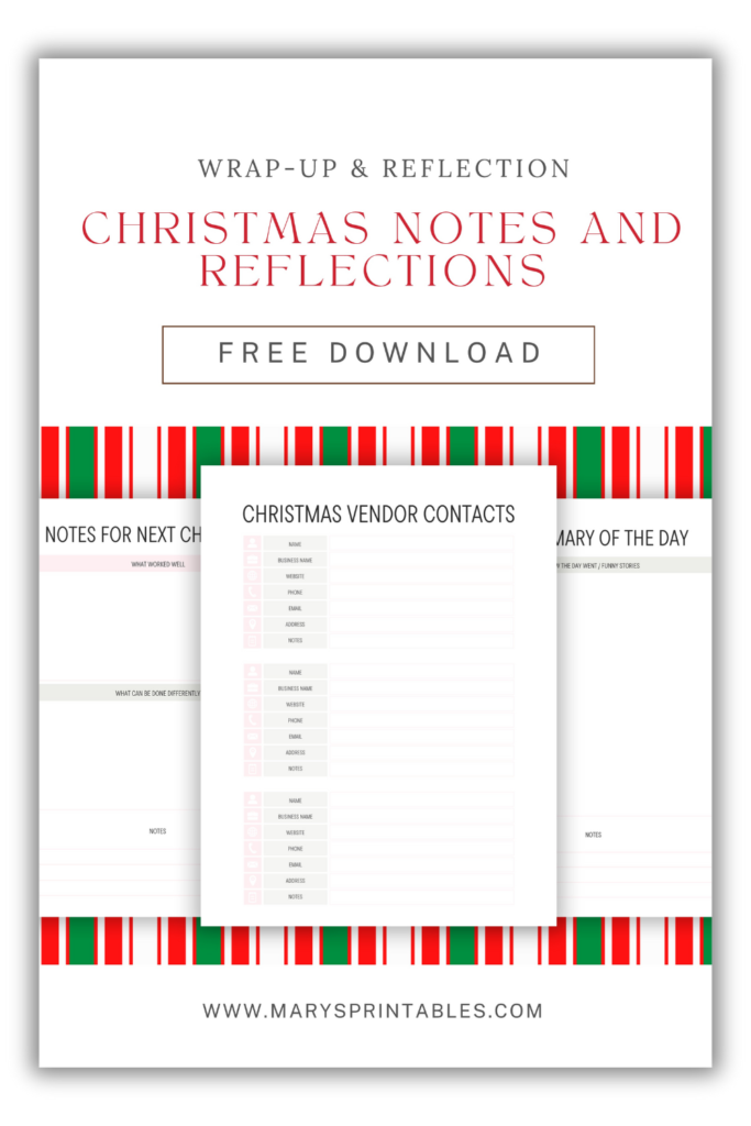 Christmas notes and reflections printables for journaling memories and holiday thoughts