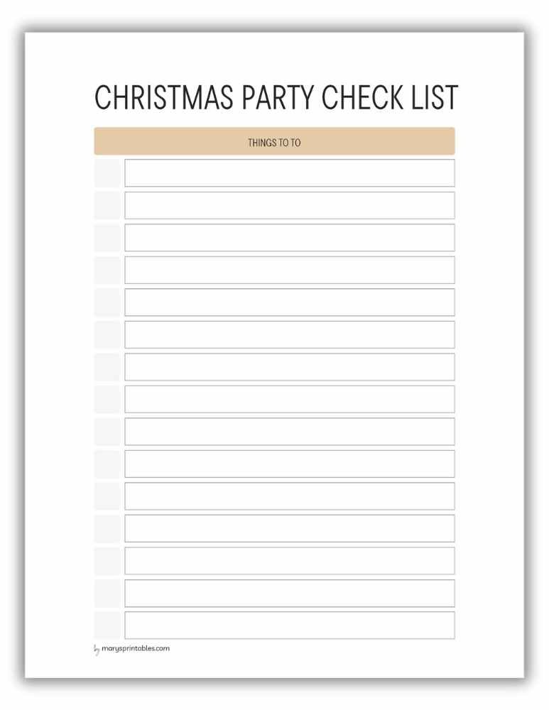 Gold Christmas party checklist printable for holiday celebrations