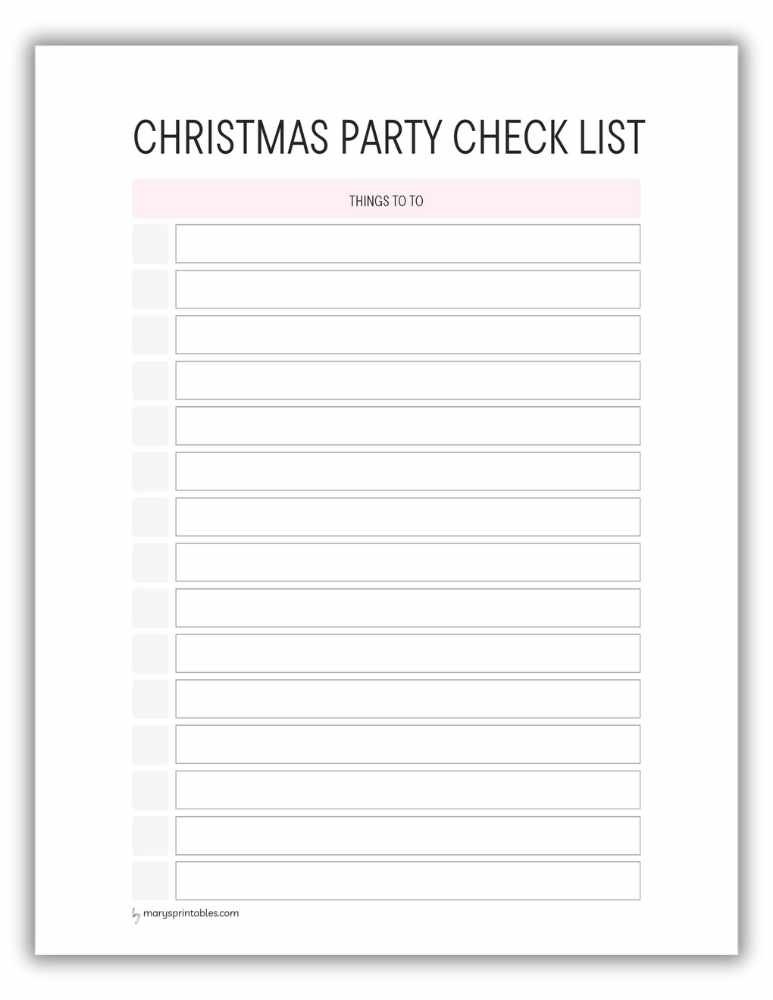 Light Red Christmas party checklist printable for party planning