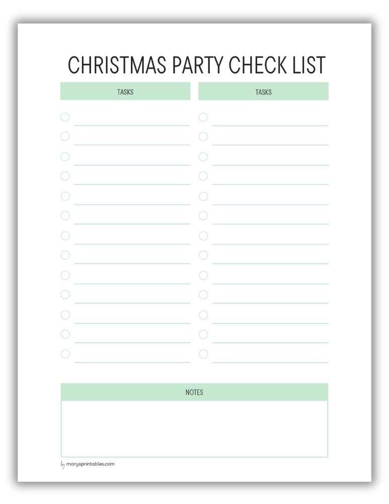 Green Christmas party checklist printable for festive organization version 2