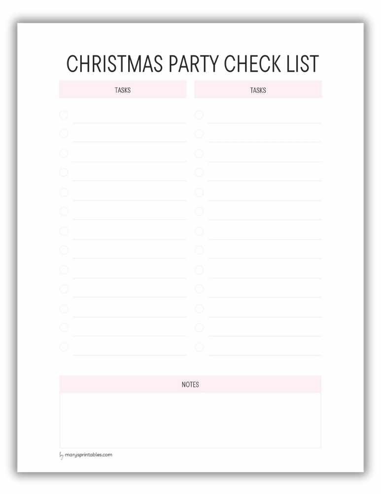 Light Red Christmas party checklist printable for party planning Version 2