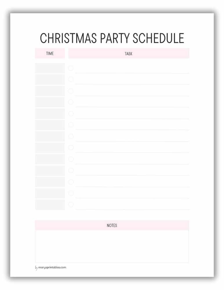 Red Christmas party schedule printable for organizing festive events