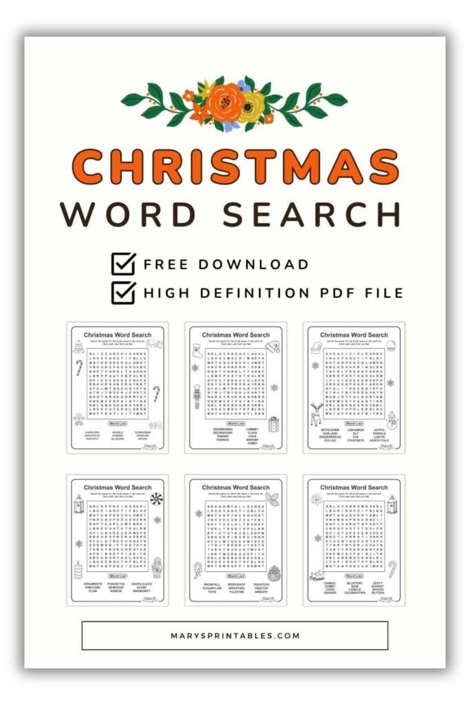 View printable Christmas word search puzzles for festive fun