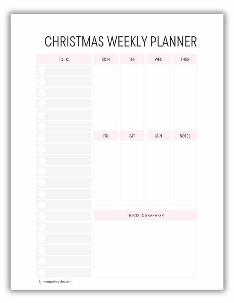 Red Christmas weekly planner printable for holiday schedule