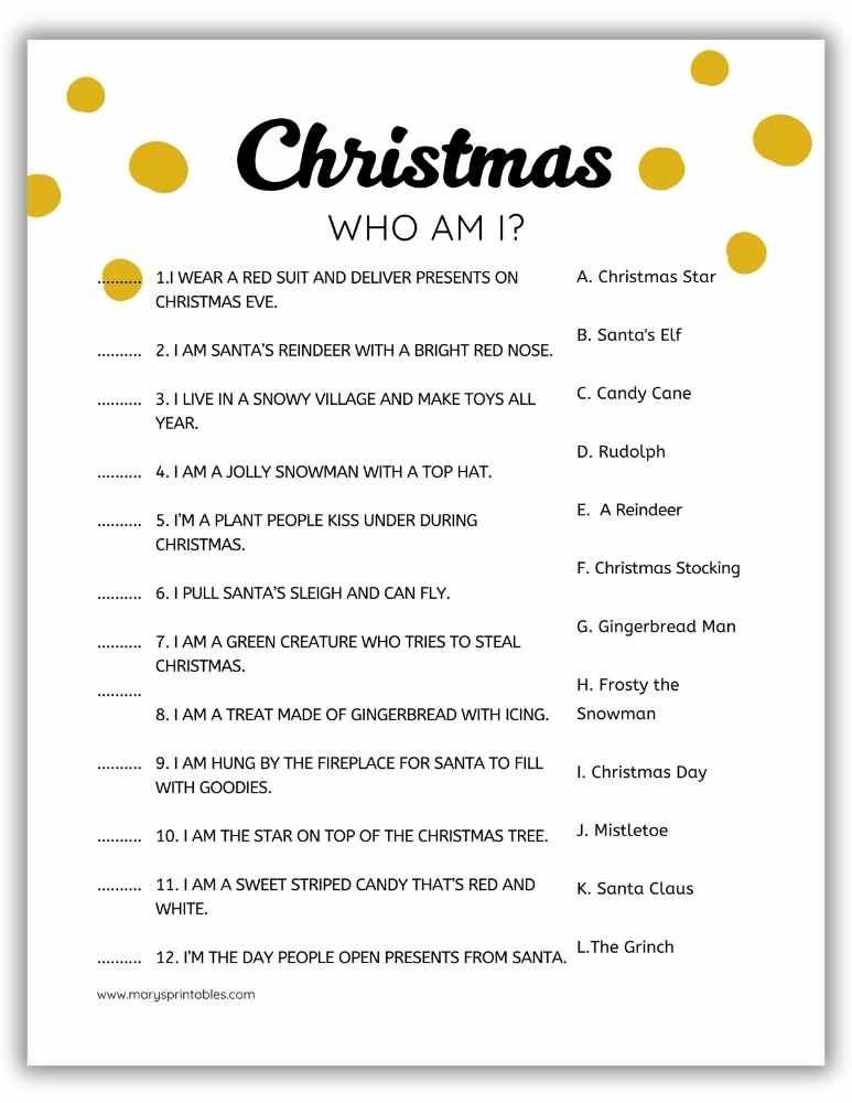 Christmas Who Am I Christmas Game