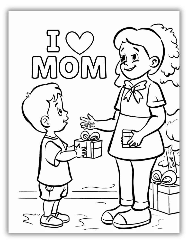 i Love Mom Coloring Page Free PDF Download