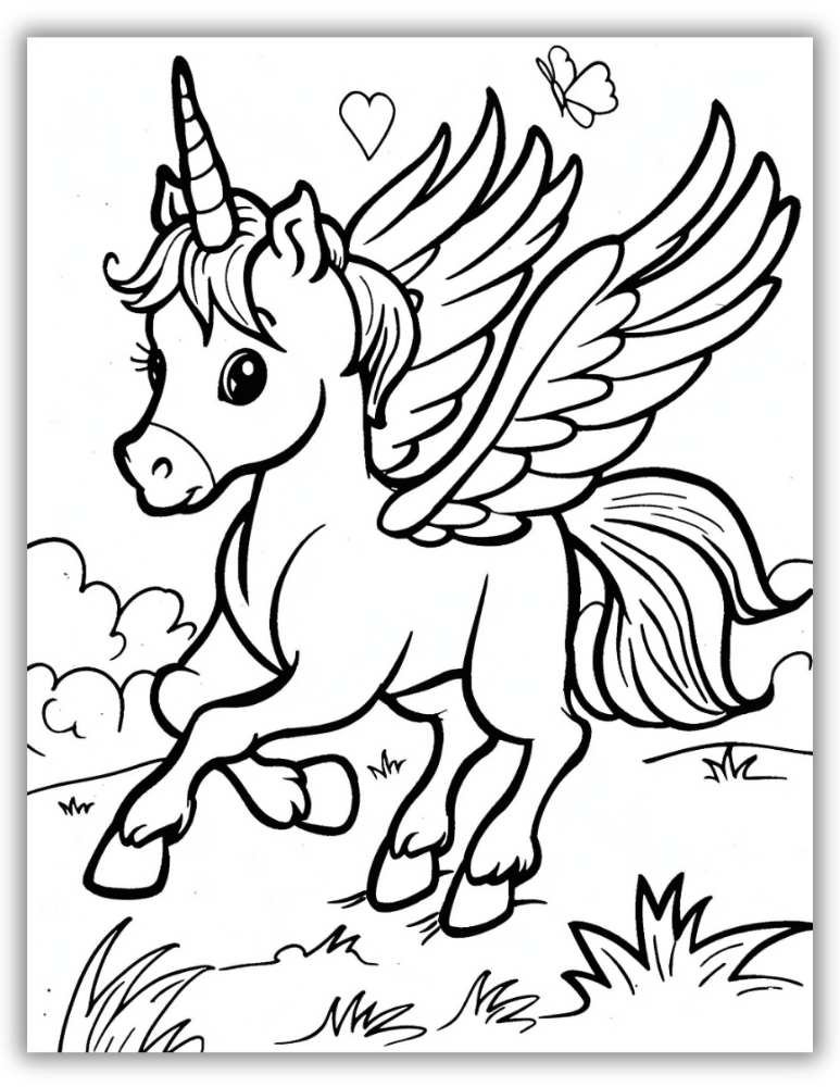 Pegasus with wings coloring printable