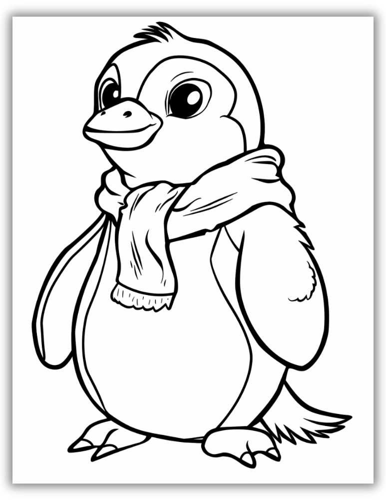 Cute penguin coloring page printable