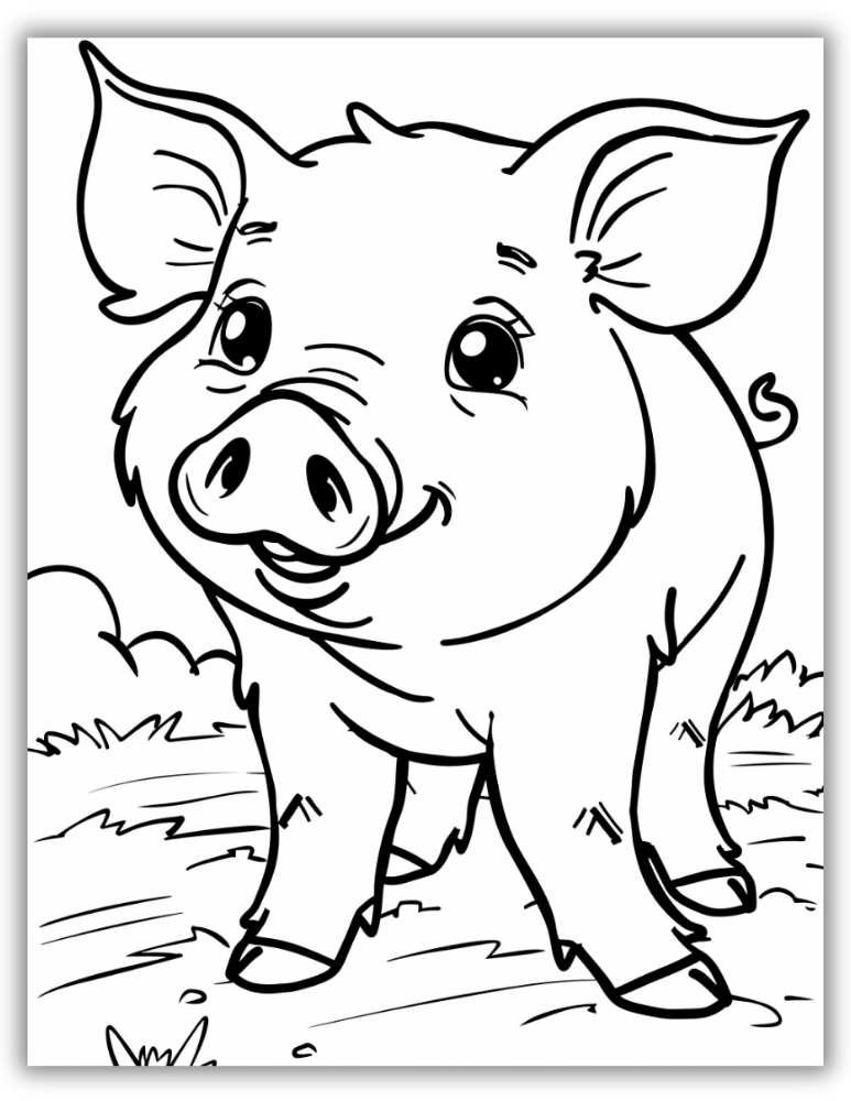 Farm pig coloring sheet printable