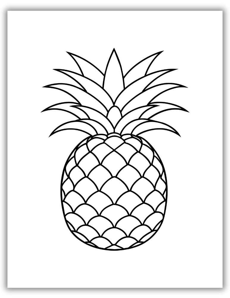 Tropical pineapple coloring sheet for kids