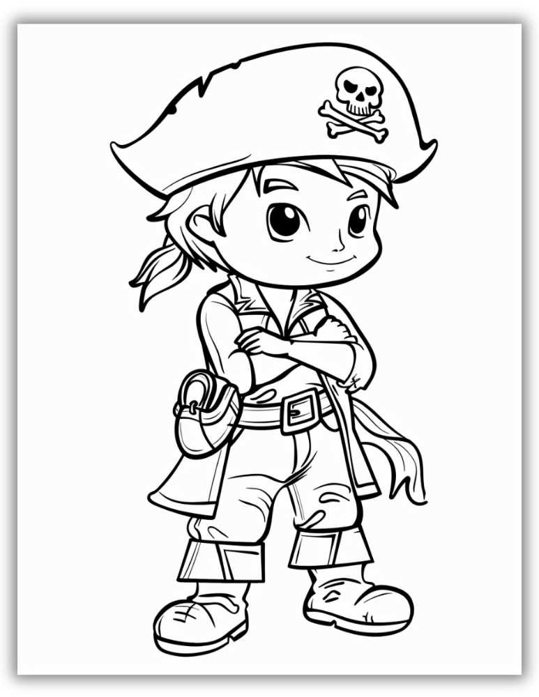 Pirate boy coloring page for kids