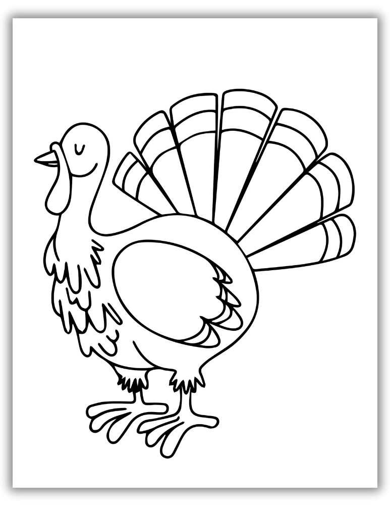 Cute Turkey Coloring Page for Kids