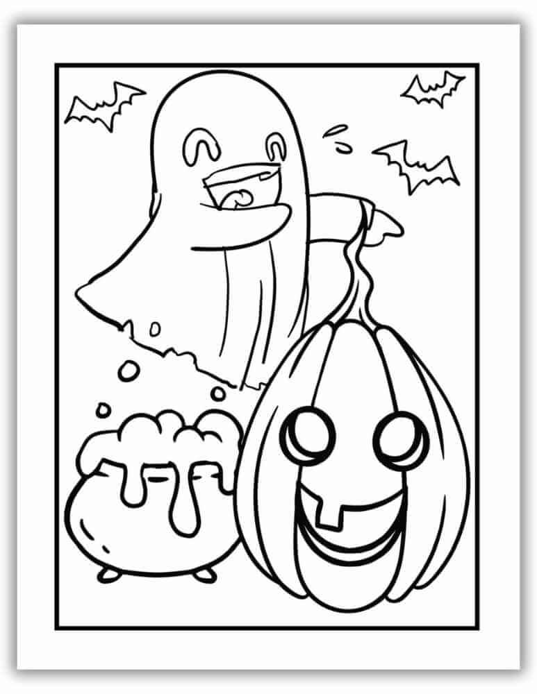 Funny jack-o’-lantern Halloween coloring page – free and kid-friendly printable.