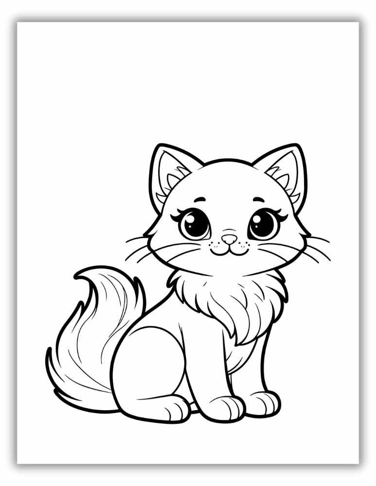 Cartoon cat coloring page