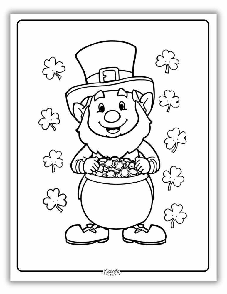 Smiling Leprechaun and Pot of Gold