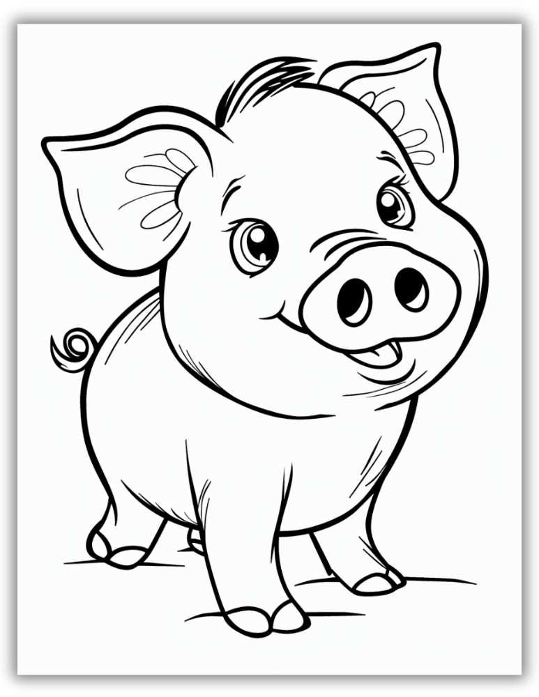 Cute pig coloring page printable