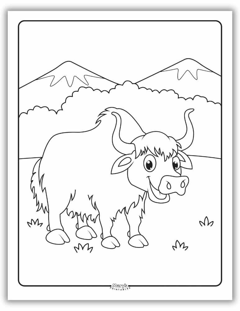 Fun Yak Coloring Pages - Easy and Free Download