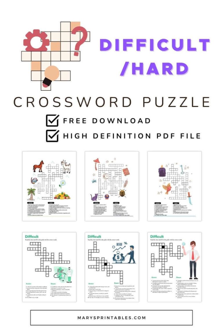 Difficult Printable Crosswords for Free – Perfect for Puzzle Enthusiasts