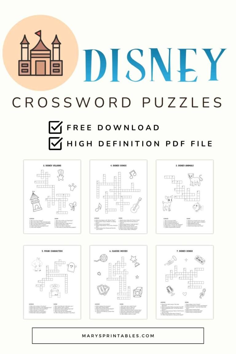 Disney Crossword Puzzles Printable – Fun, Free & Easy Entertainment