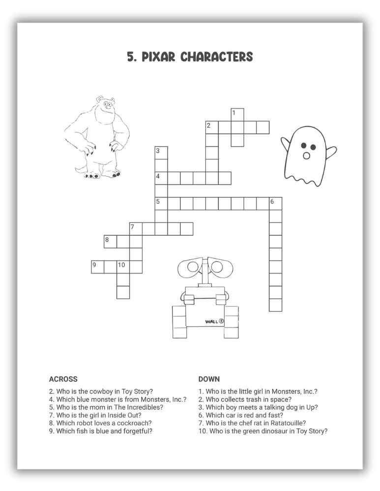 Disney Crossword Puzzles Free PDF Download: Disney Characters